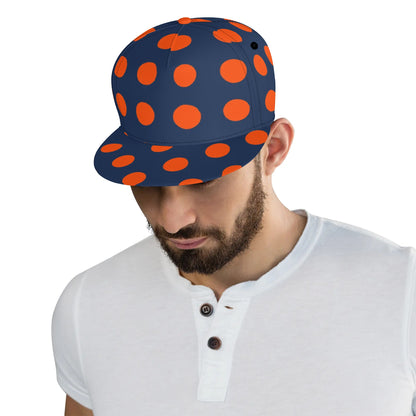 Dark Blue & Orange Polka Dots Snapback