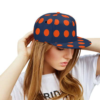 Dark Blue & Orange Polka Dots Snapback