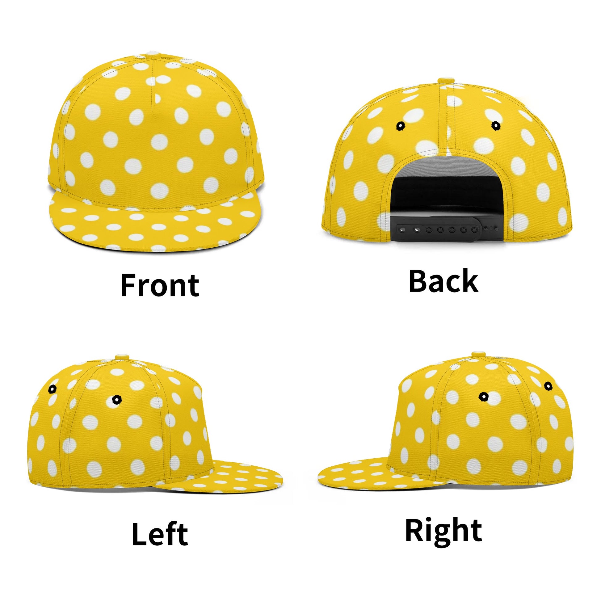 Yellow & White Polka Dots Snapback