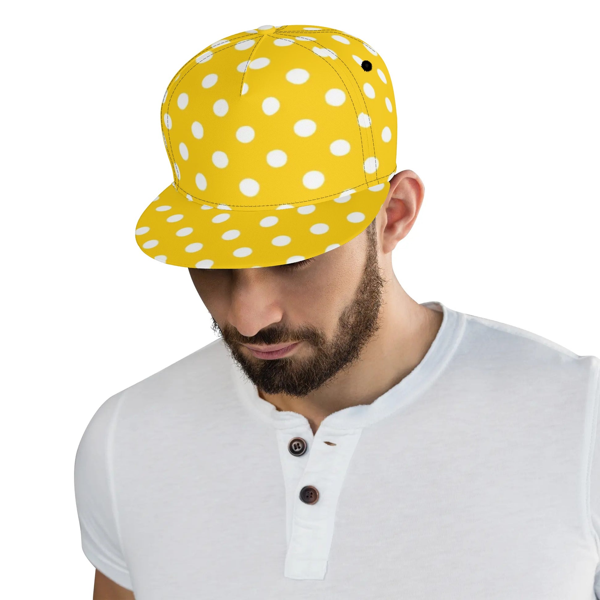 Yellow & White Polka Dots Snapback