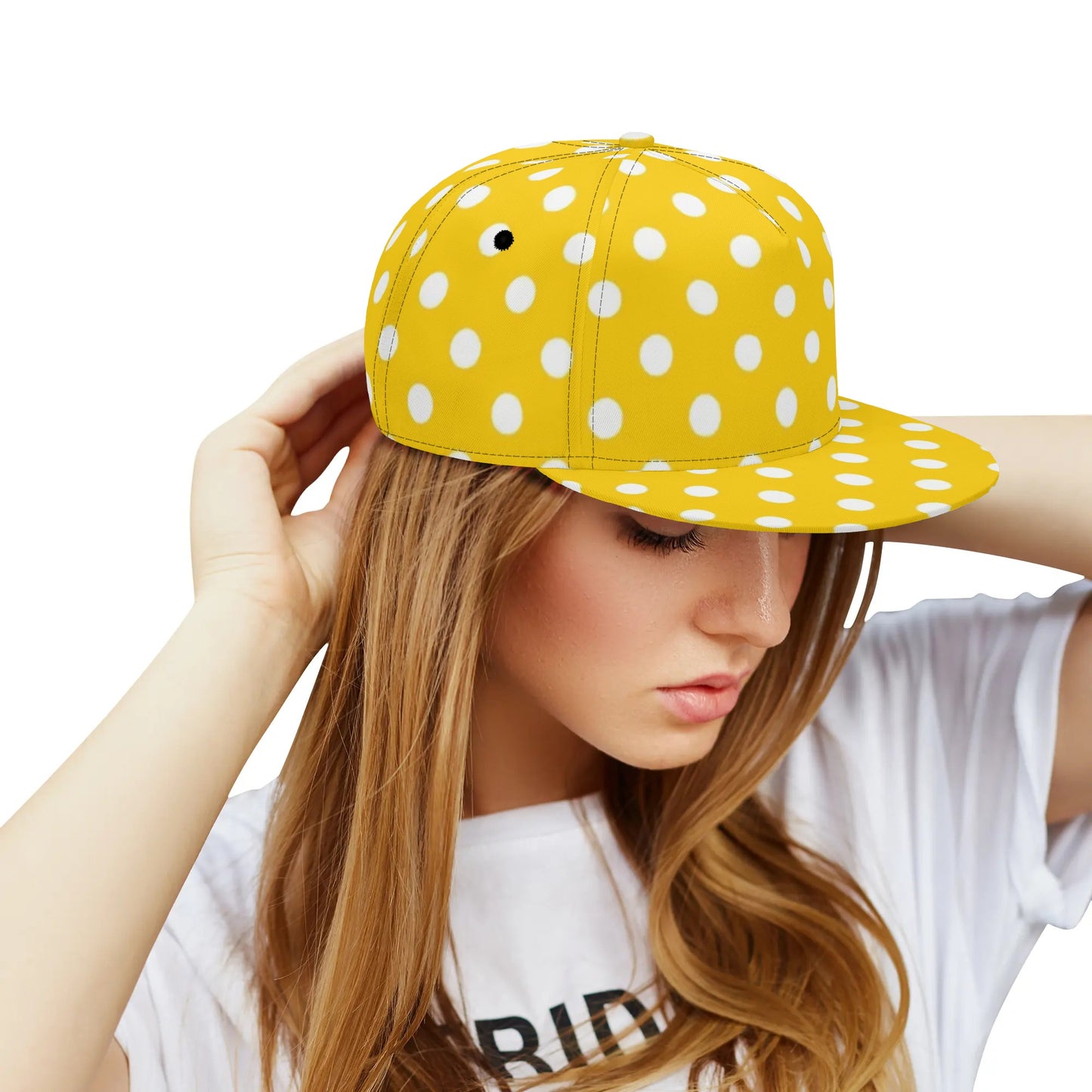 Yellow & White Polka Dots Snapback