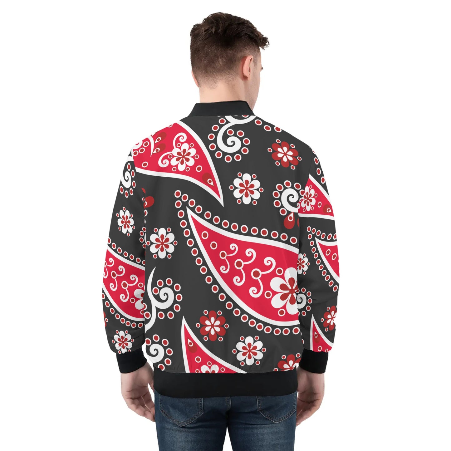 Black Red White Bandana Bomber Jacket