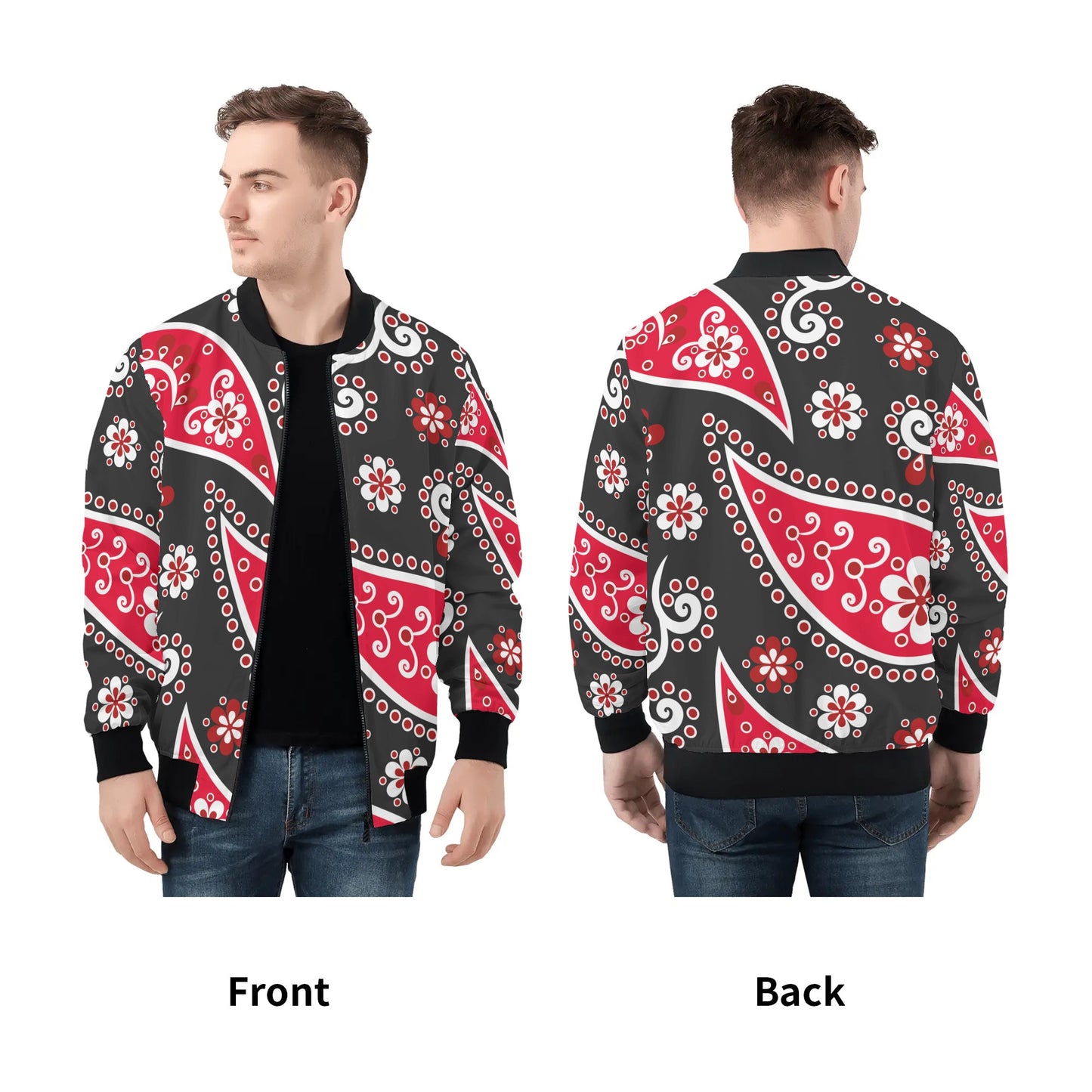 Black Red White Bandana Bomber Jacket