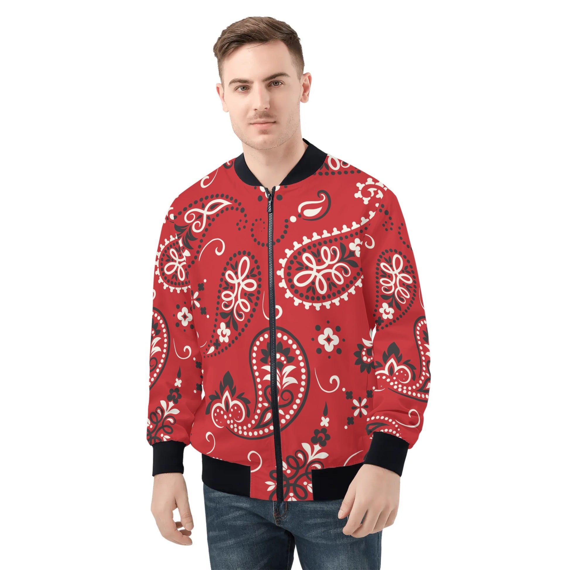 Red Paisley Bandana Bomber Jacket