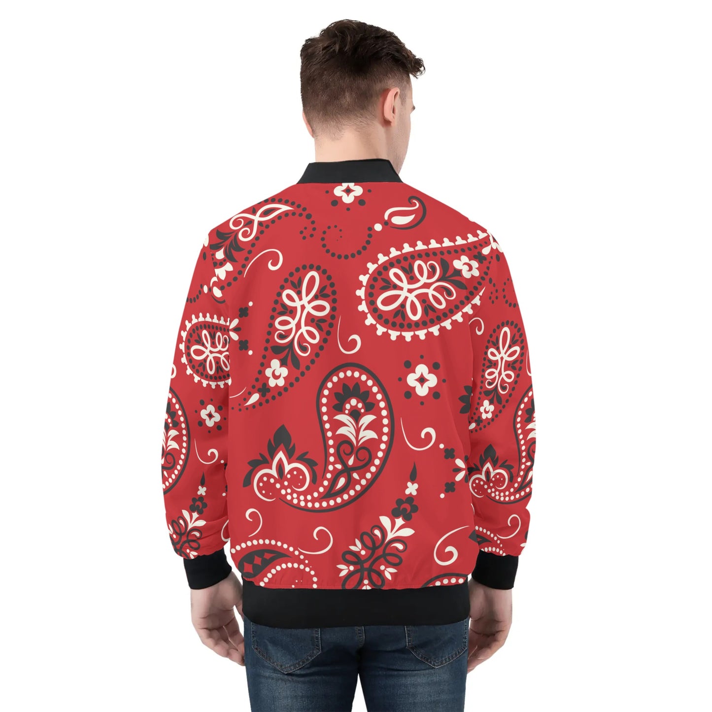 Red Paisley Bandana Bomber Jacket