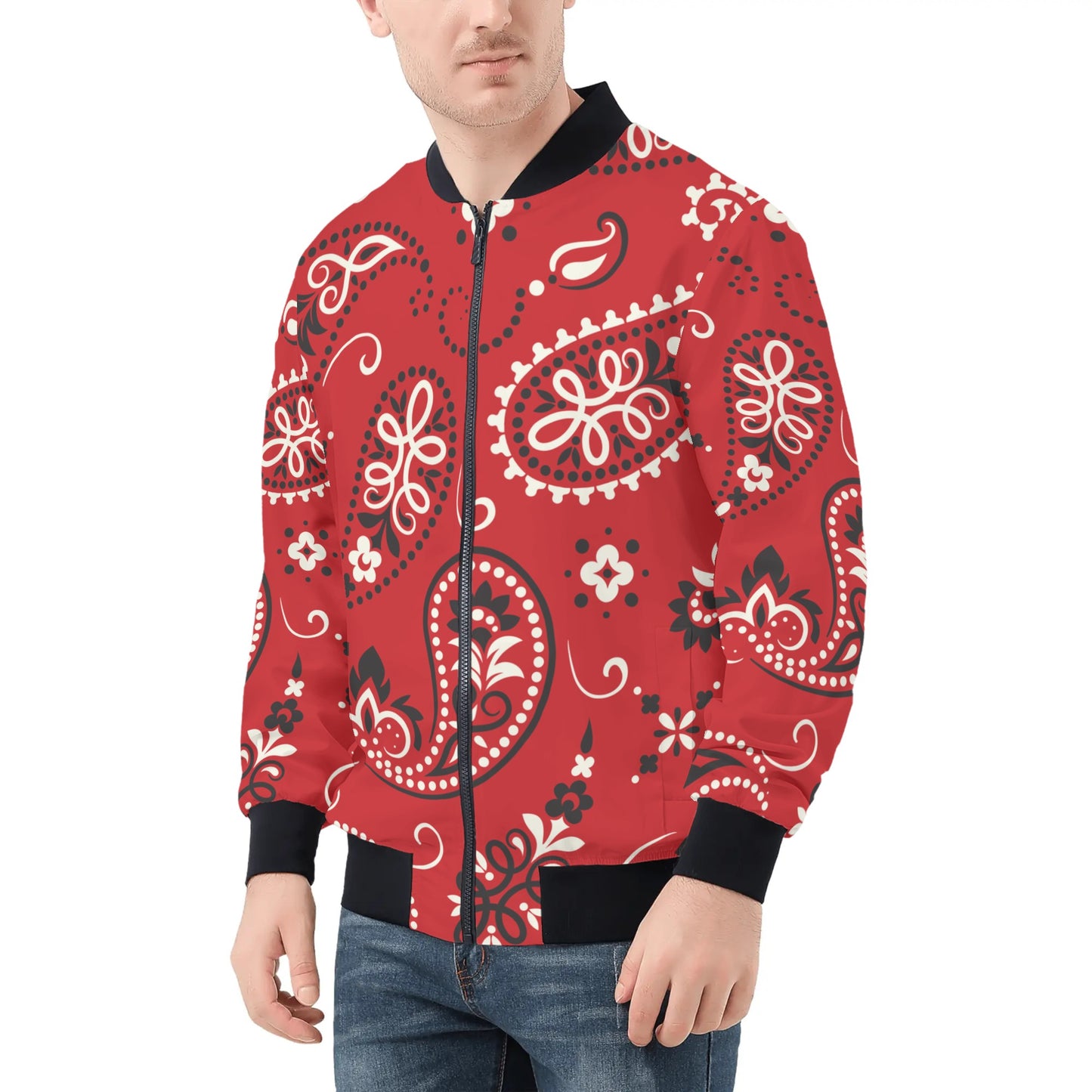 Red Paisley Bandana Bomber Jacket