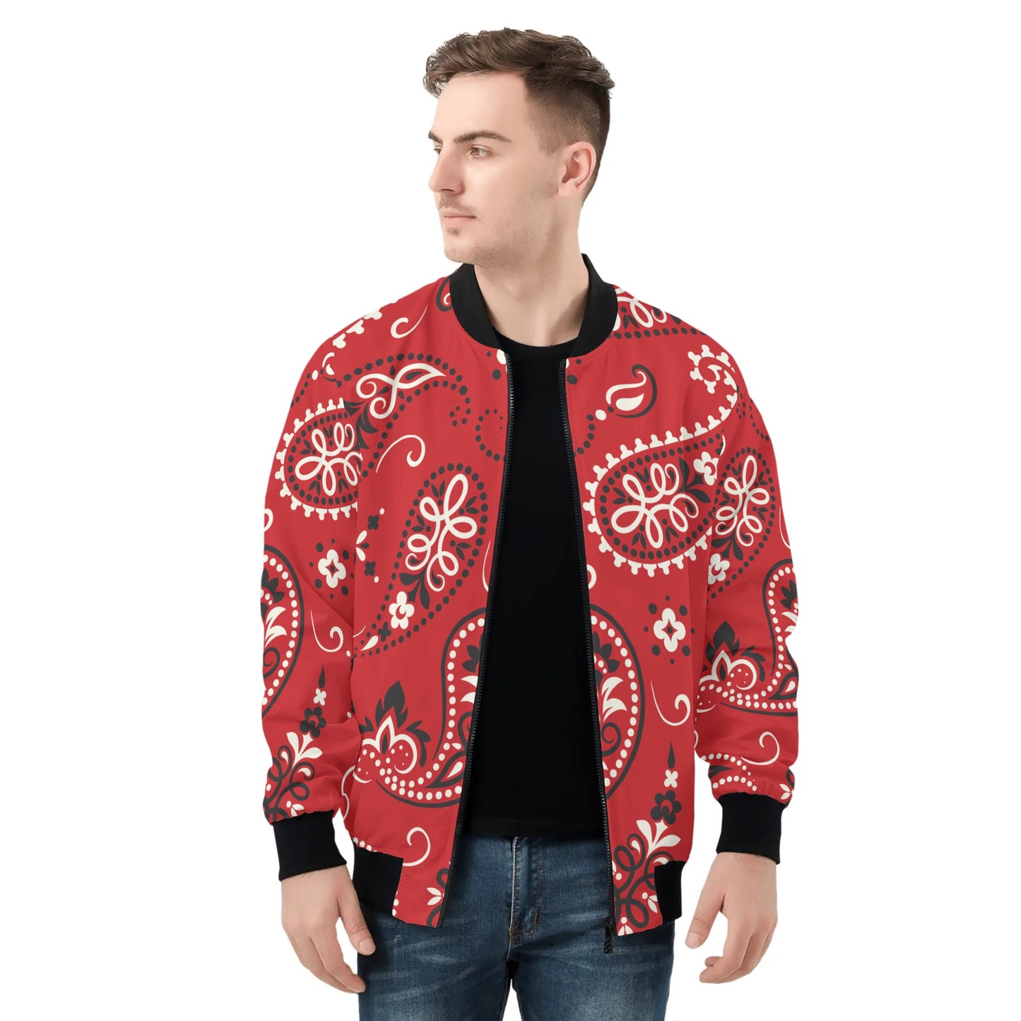 Red Paisley Bandana Bomber Jacket