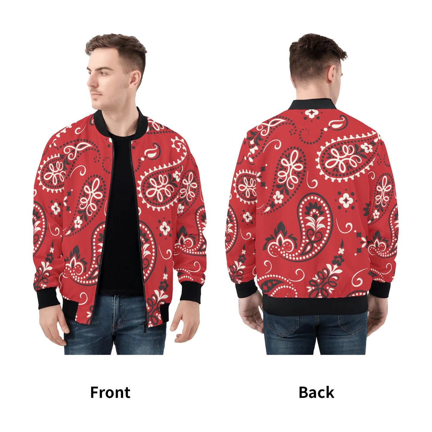 Red Paisley Bandana Bomber Jacket