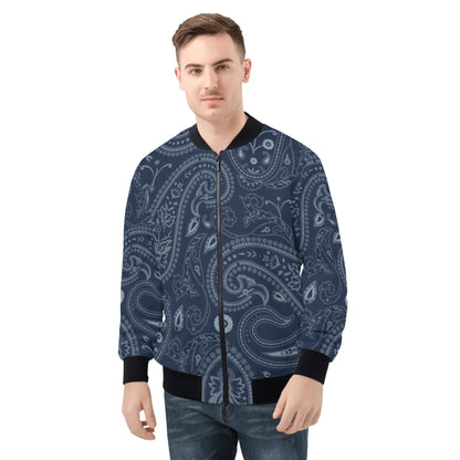 Blue Paisley Bandana Bomber Jacket