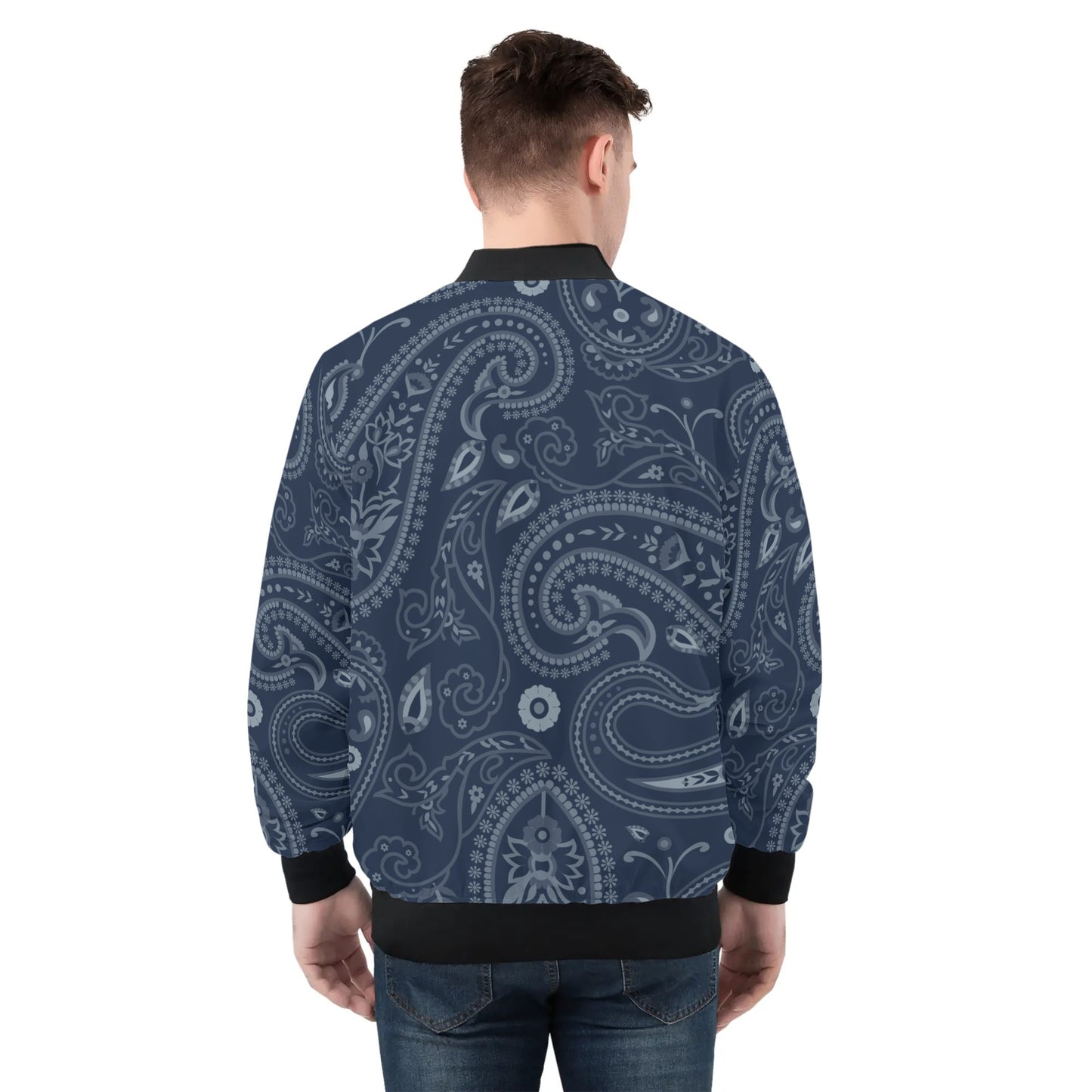 Blue Paisley Bandana Bomber Jacket