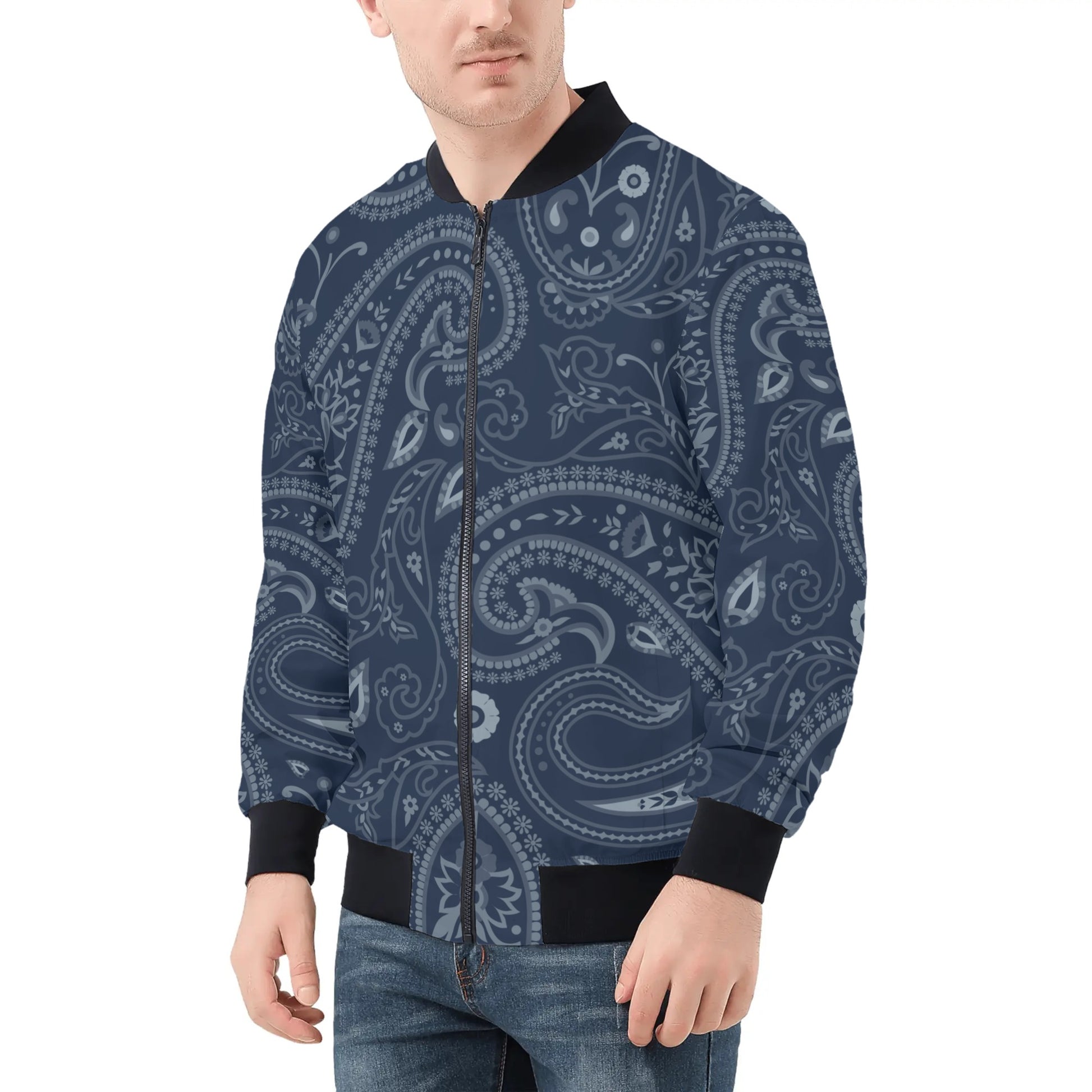 Blue Paisley Bandana Bomber Jacket