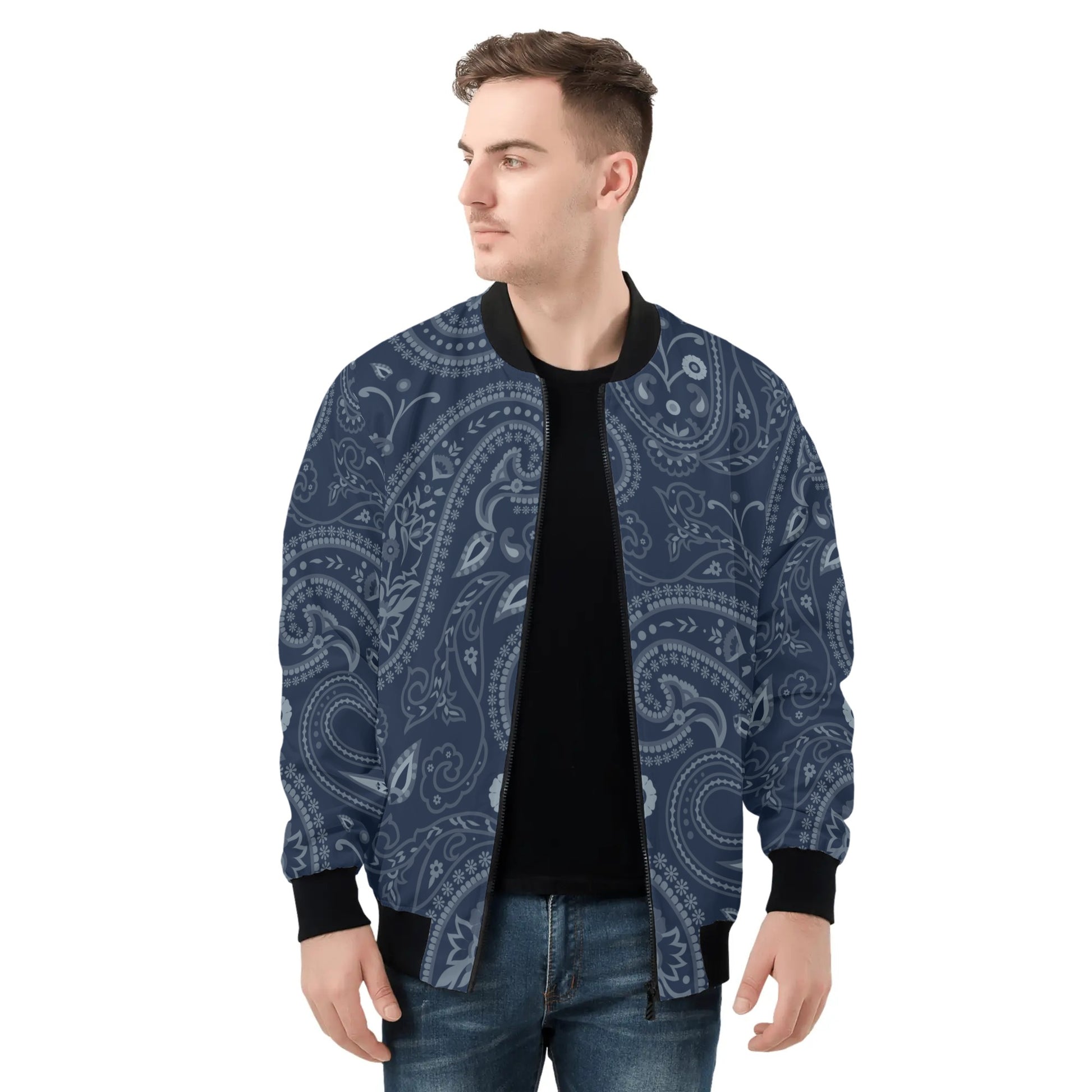 Blue Paisley Bandana Bomber Jacket