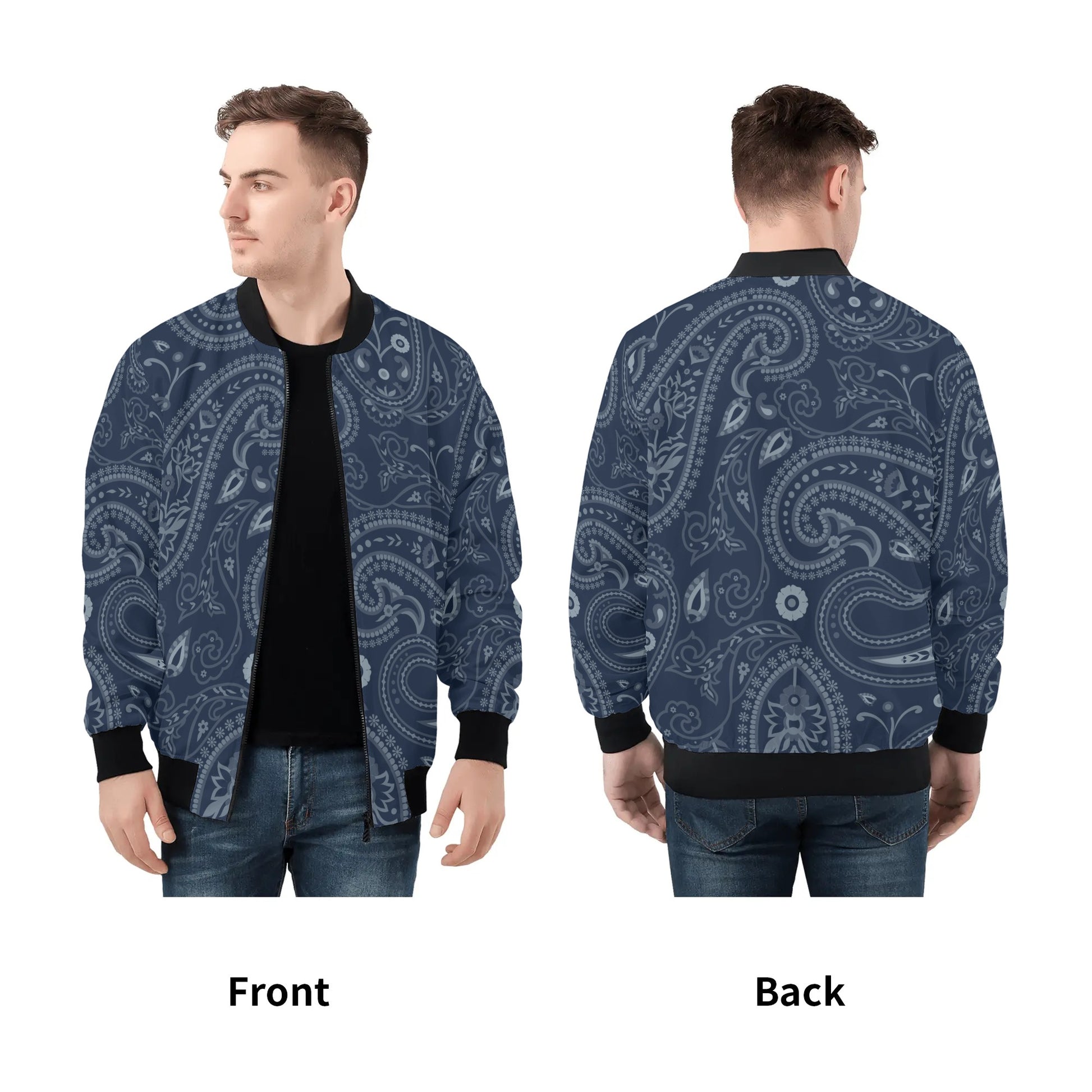 Blue Paisley Bandana Bomber Jacket