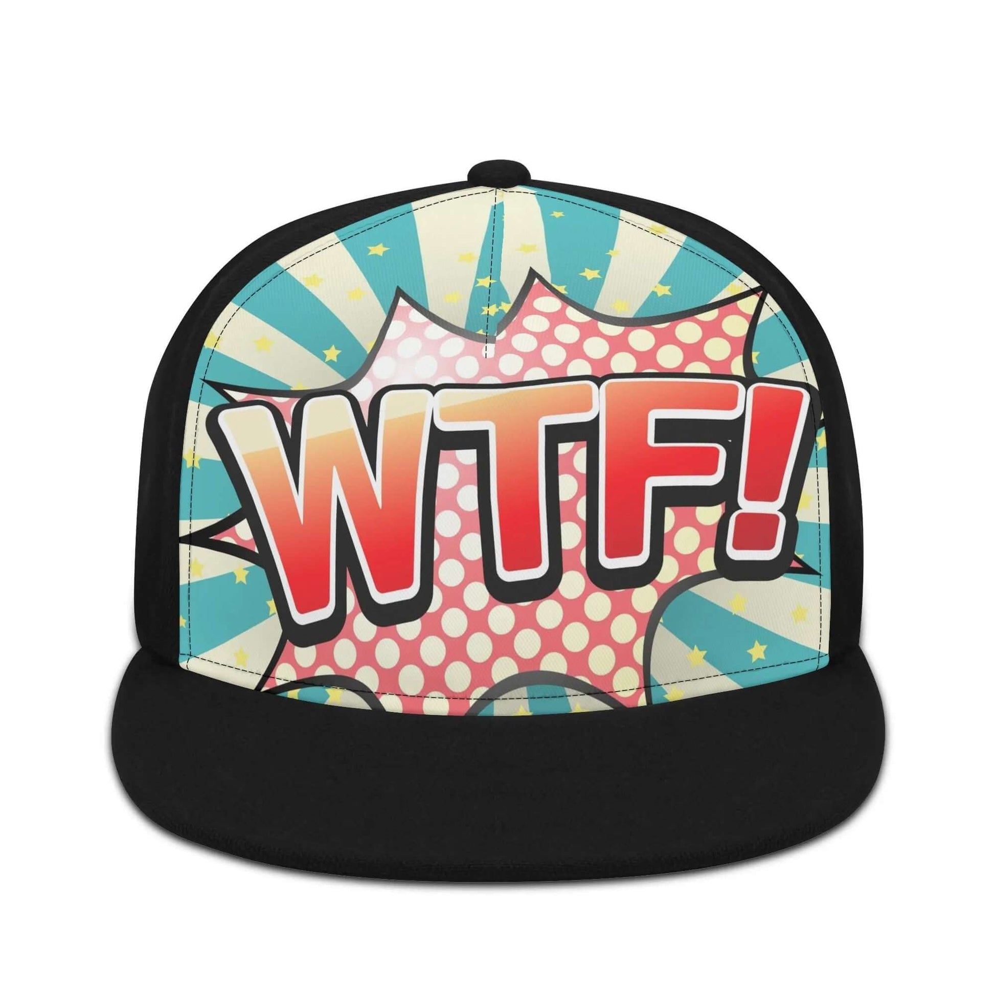 WTF Snapback Hat | Comic Blue Red Orange