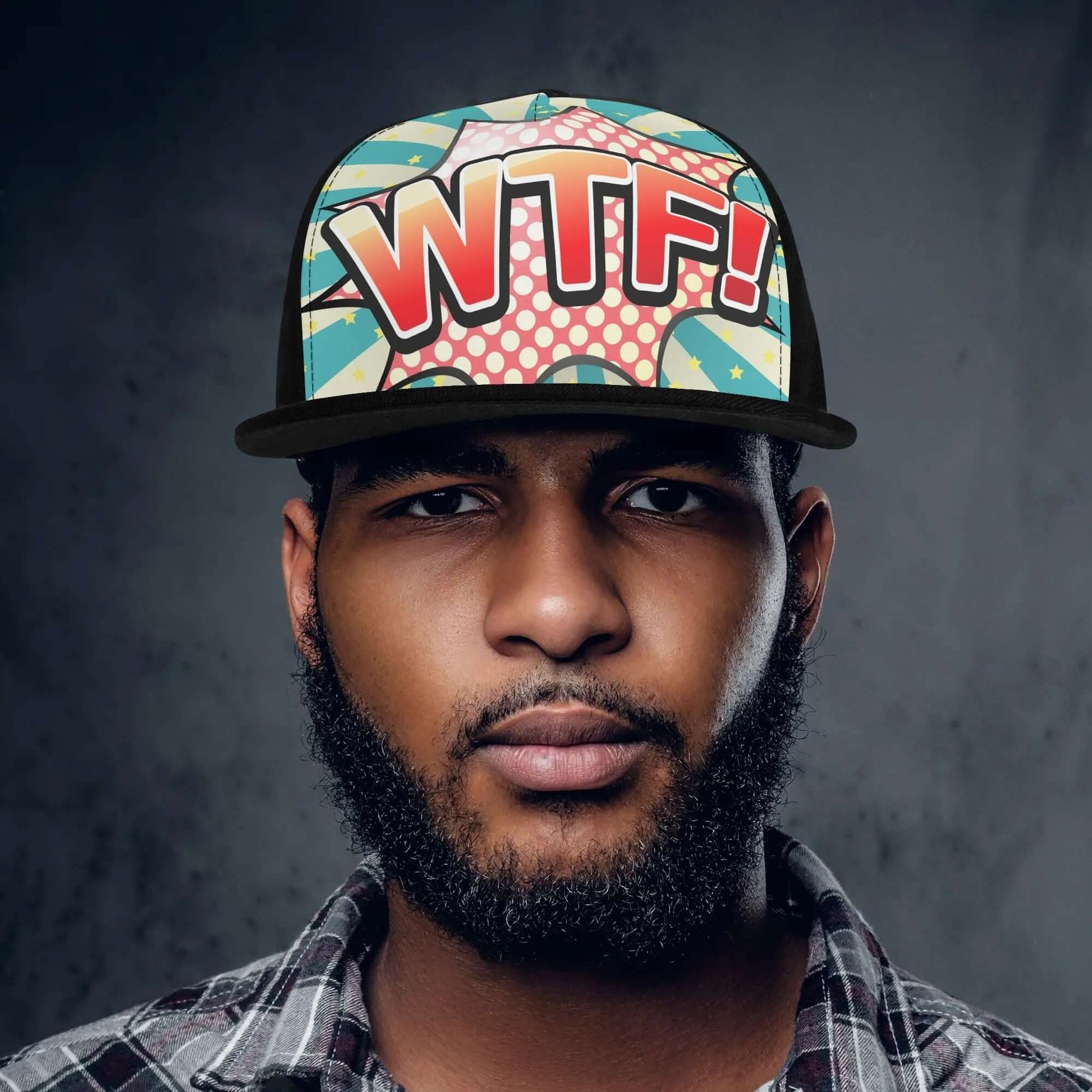 WTF Snapback Hat | Comic Blue Red Orange