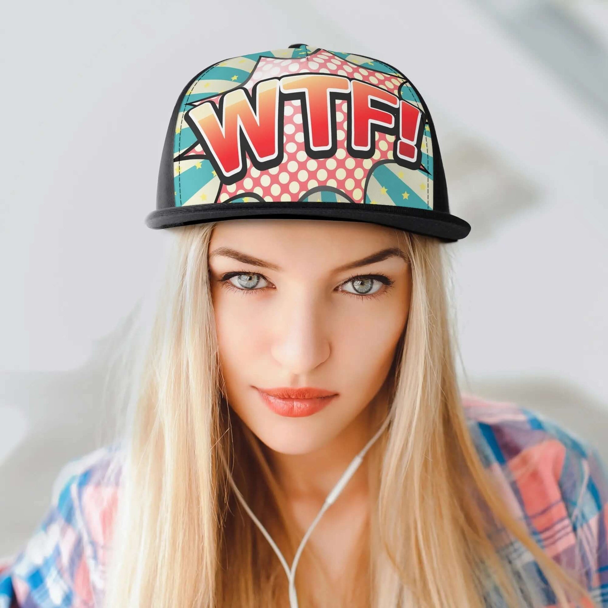 WTF Snapback Hat | Comic Blue Red Orange