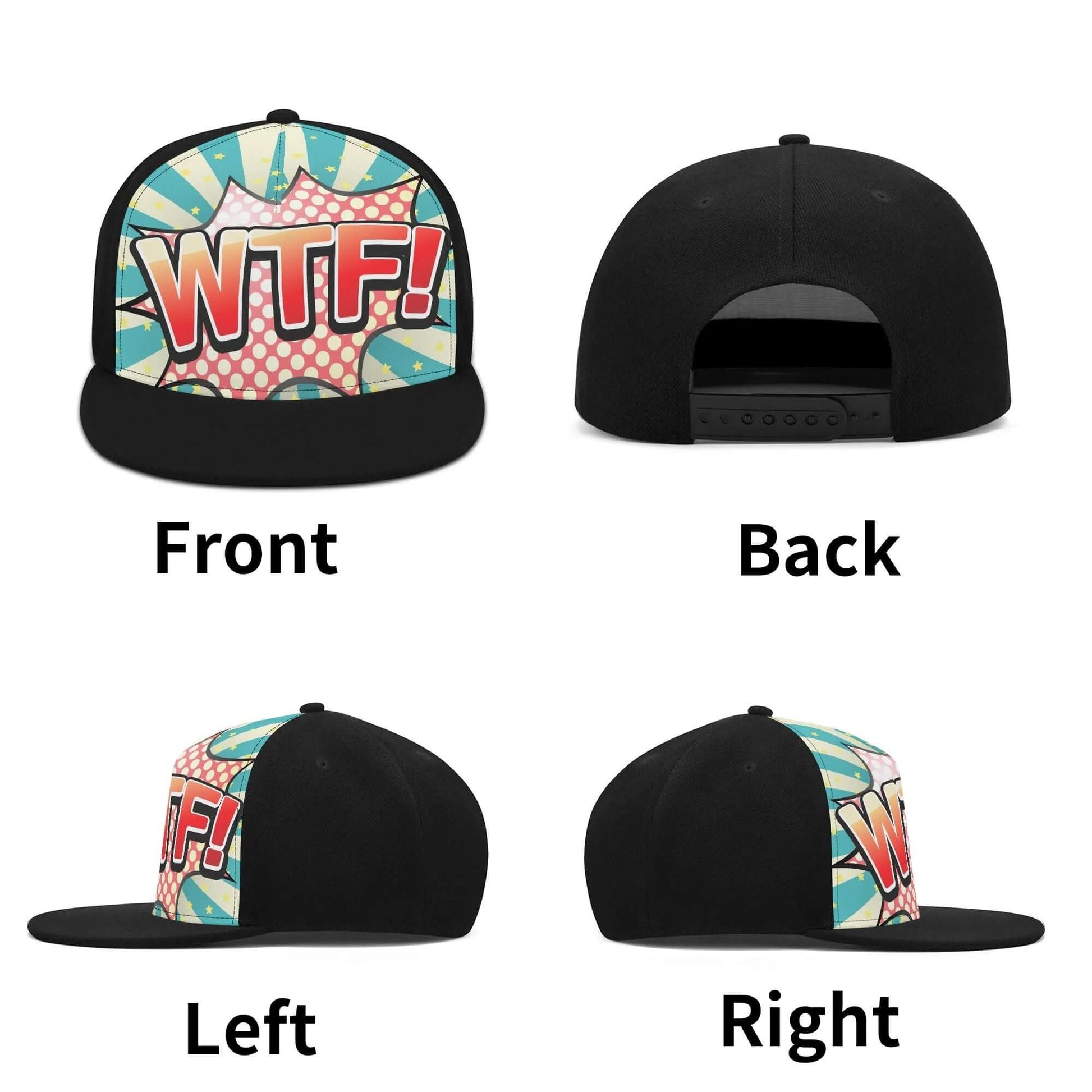 WTF Snapback Hat | Comic Blue Red Orange