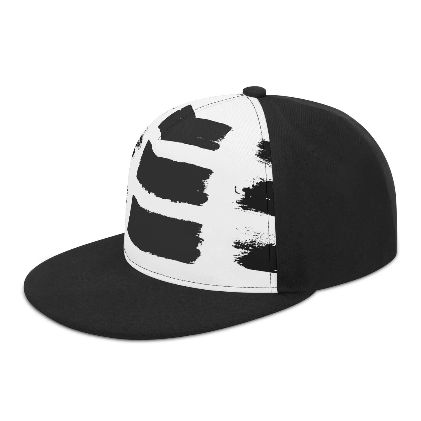 Black & White Brush Strokes Snapback Hat