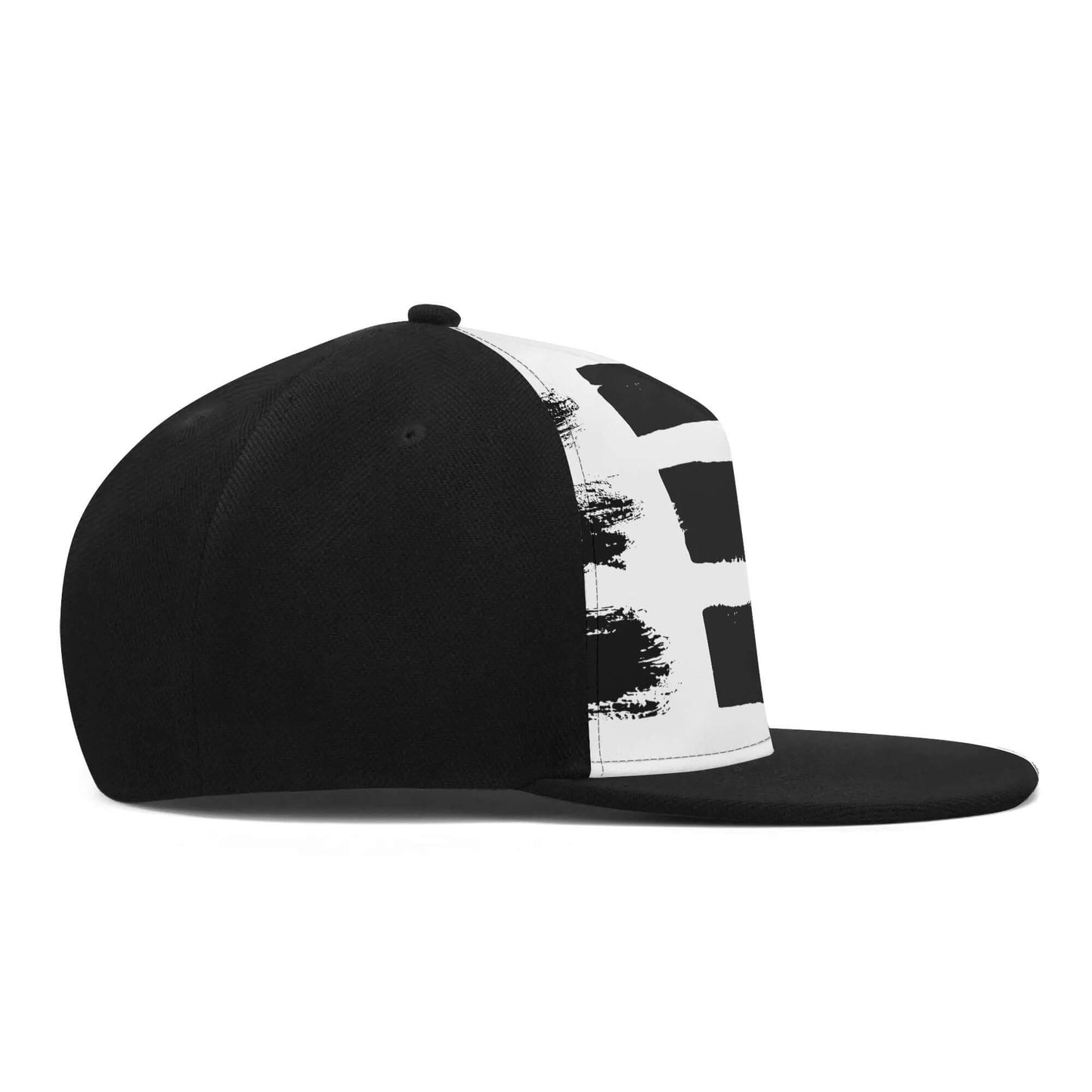 Black & White Brush Strokes Snapback Hat