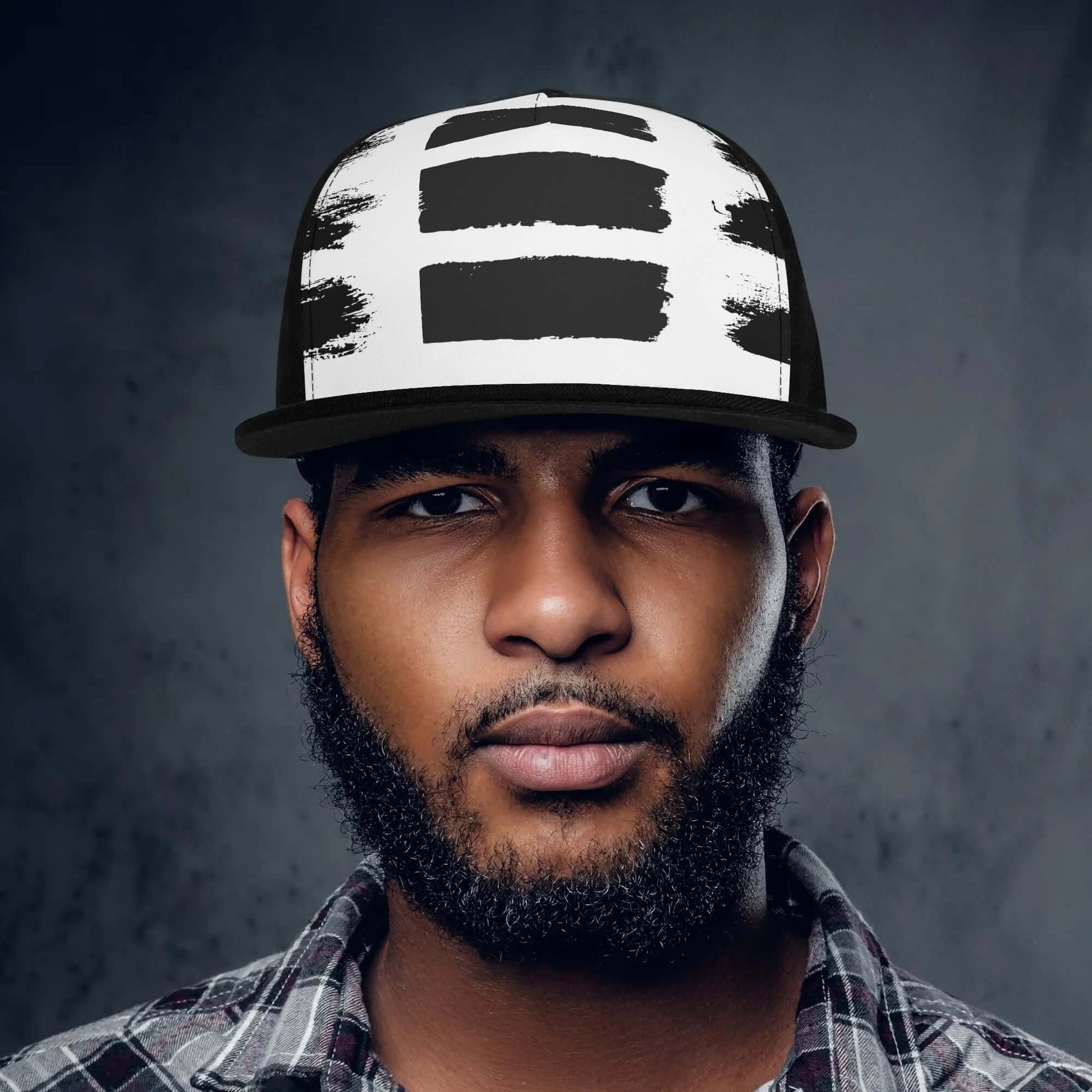 Black & White Brush Strokes Snapback Hat