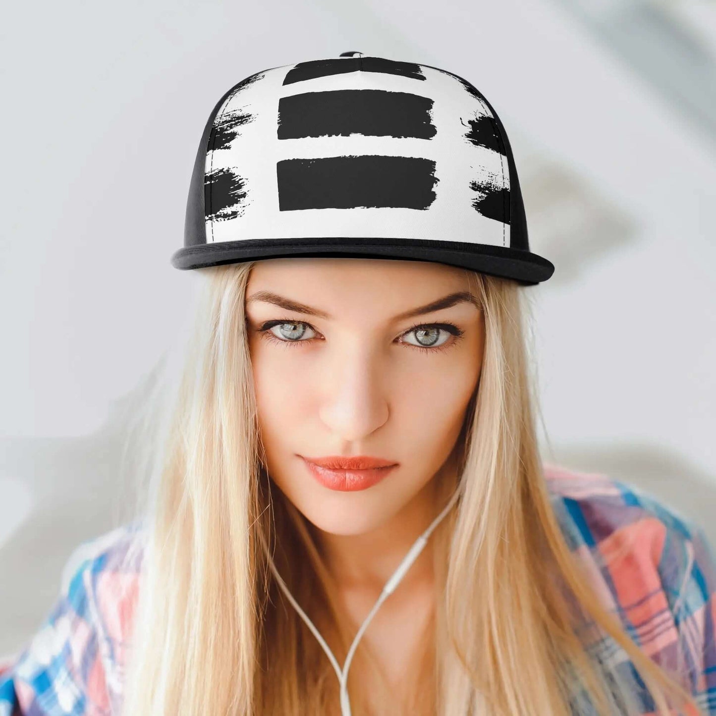 Black & White Brush Strokes Snapback Hat