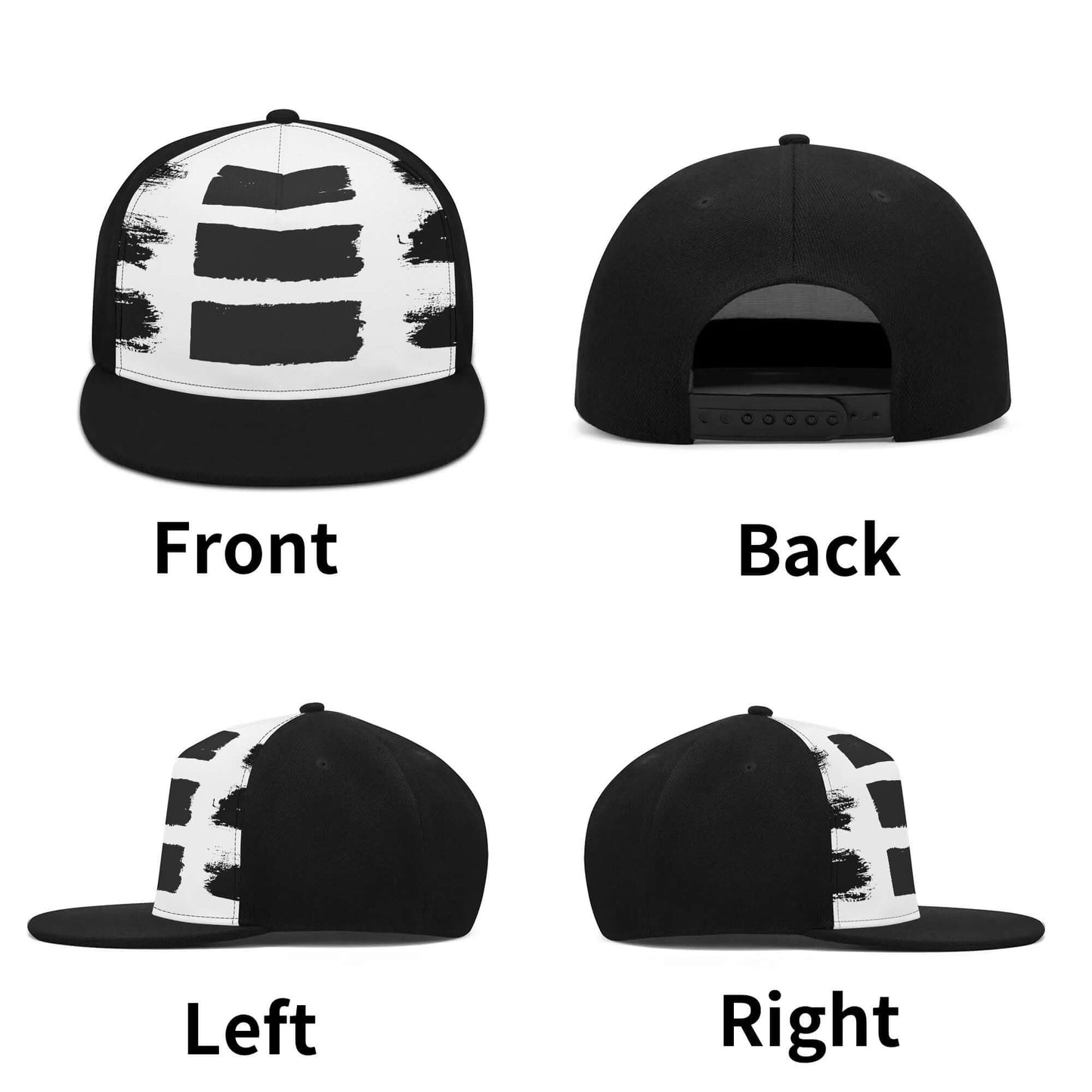 Black & White Brush Strokes Snapback Hat