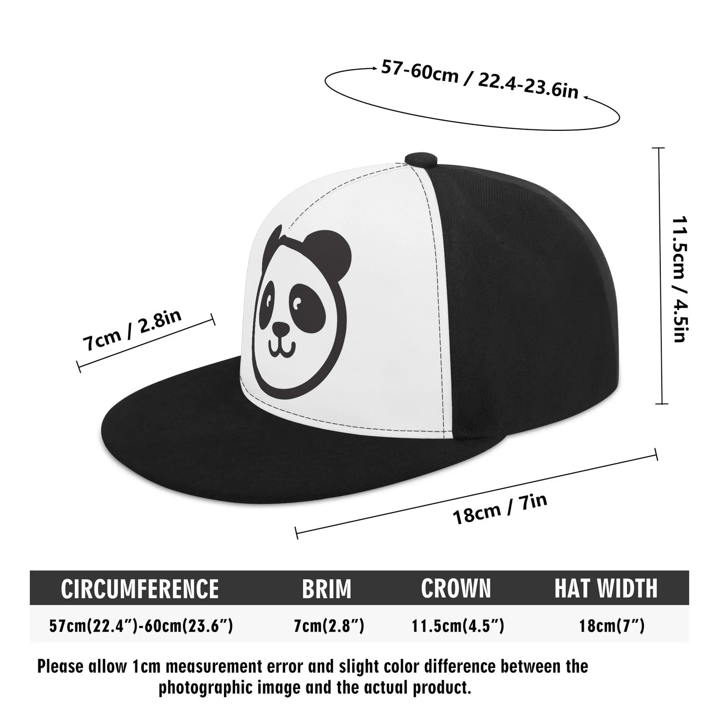 Panda Snapback Hat | Black & White