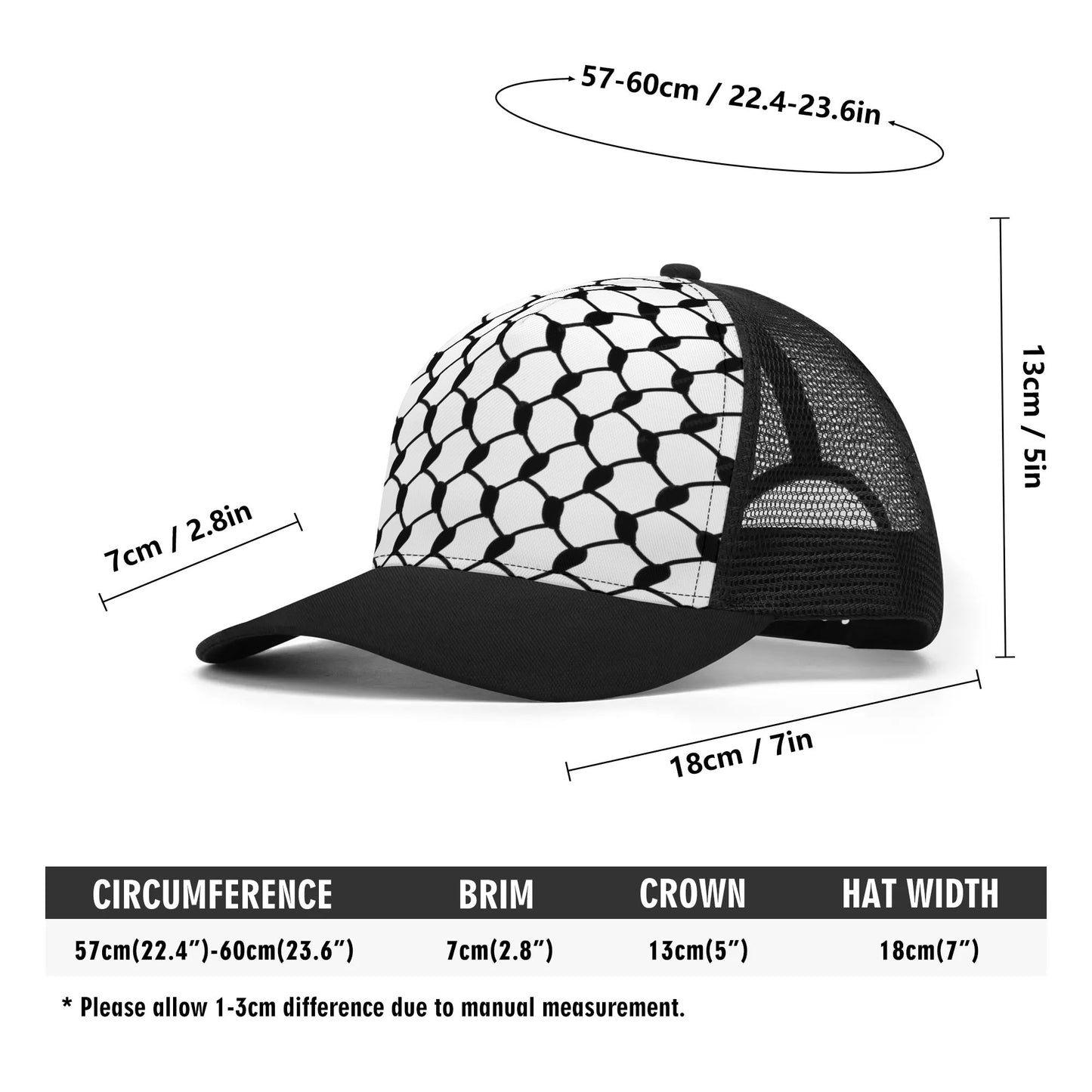 Keffiyeh Trucker Hat | Large Black Knots