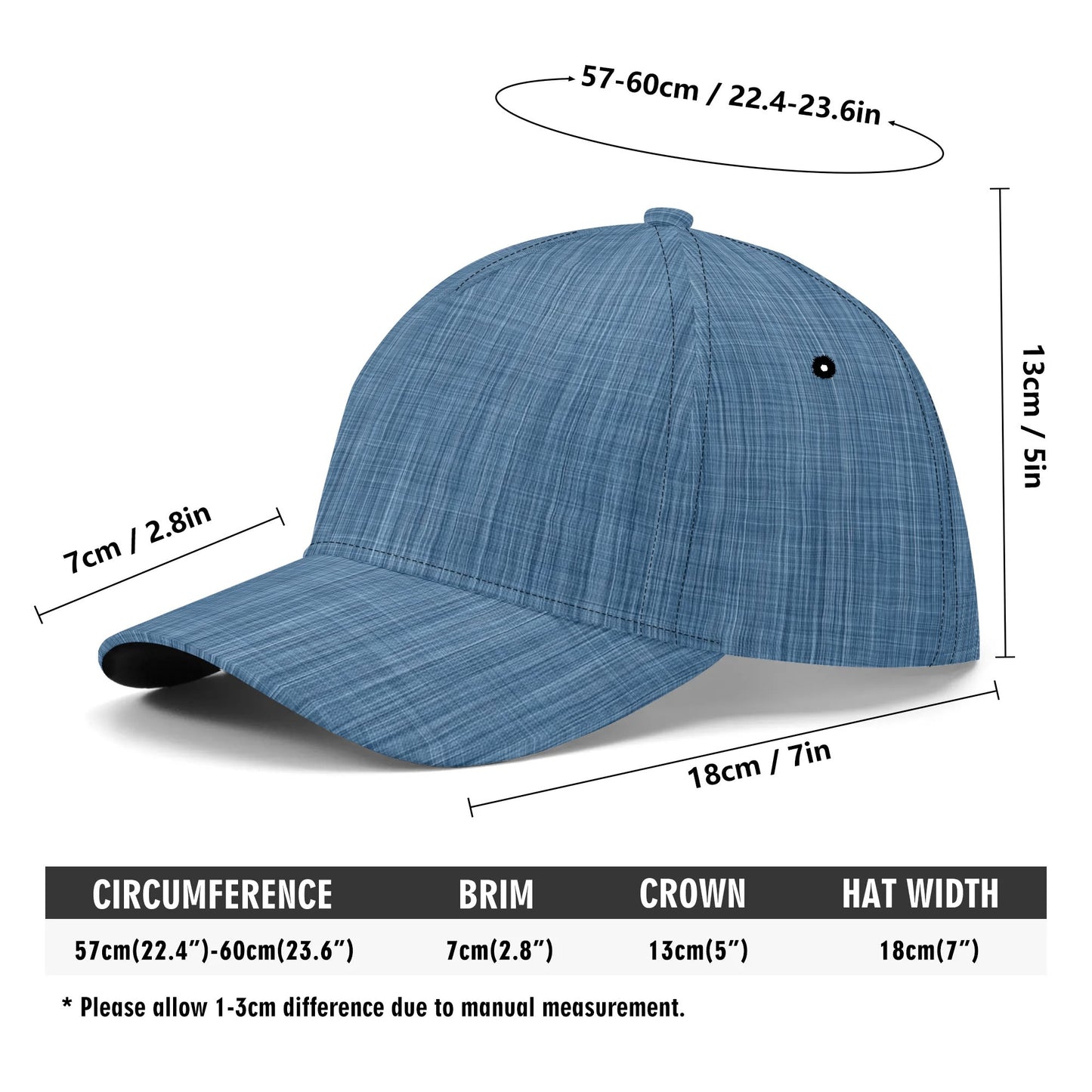 Denim Baseball Cap | Blue Fabric Texture Design