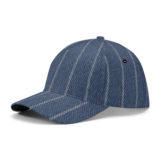 Denim Baseball Hat | Indigo Blue | Pinstriped Fabric Texture