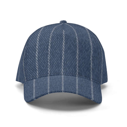 Denim Baseball Hat | Indigo Blue | Pinstriped Fabric Texture