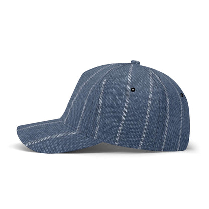 Denim Baseball Hat | Indigo Blue | Pinstriped Fabric Texture