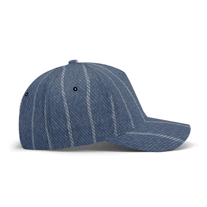 Denim Baseball Hat | Indigo Blue | Pinstriped Fabric Texture