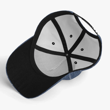 Denim Baseball Hat | Indigo Blue | Pinstriped Fabric Texture