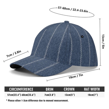 Denim Baseball Hat | Indigo Blue | Pinstriped Fabric Texture