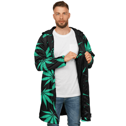 Ganja Cloak | Green Cannabis Leaves on a Black Background