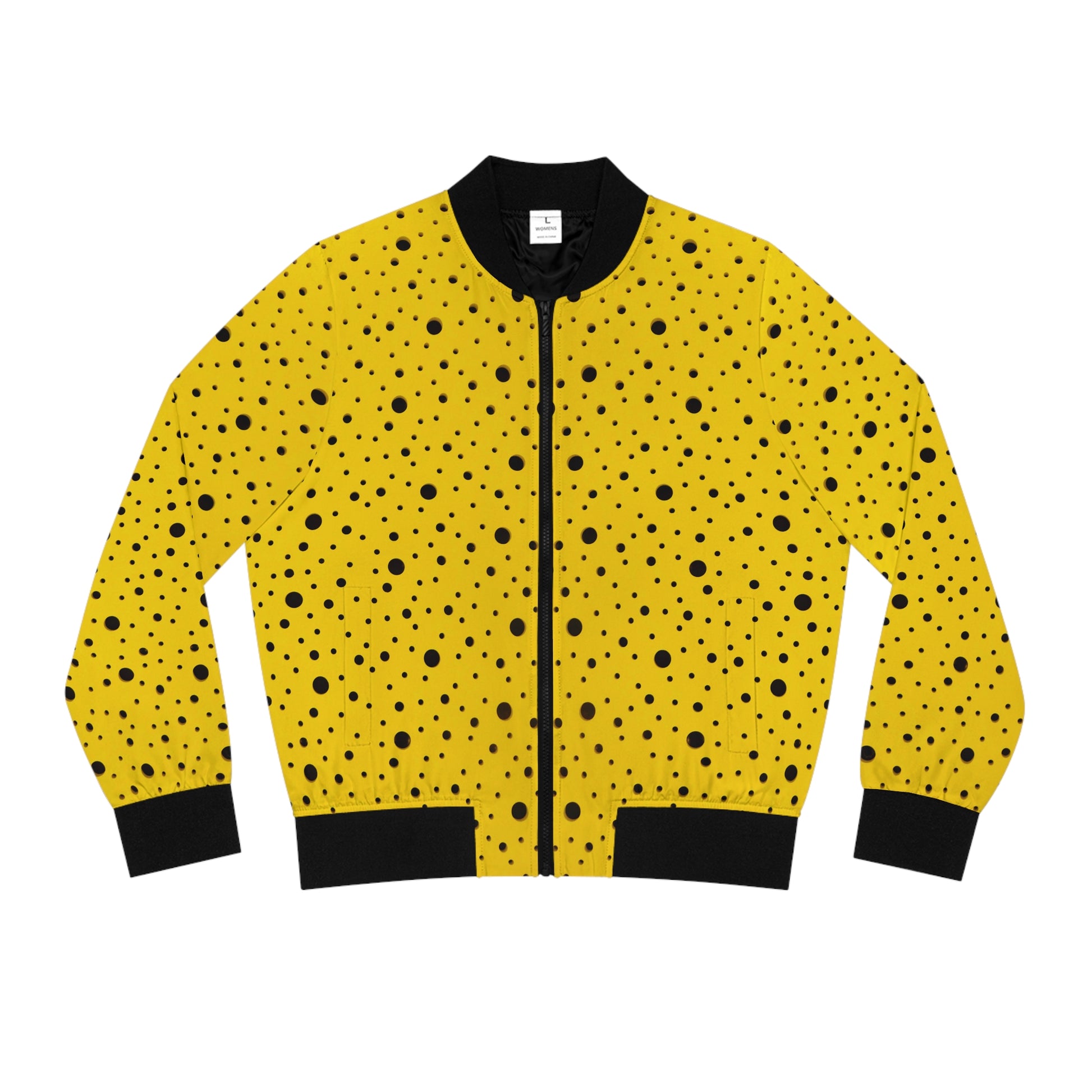 Women's Bomber Jacket | Black & Yellow Always Win - Ribooa