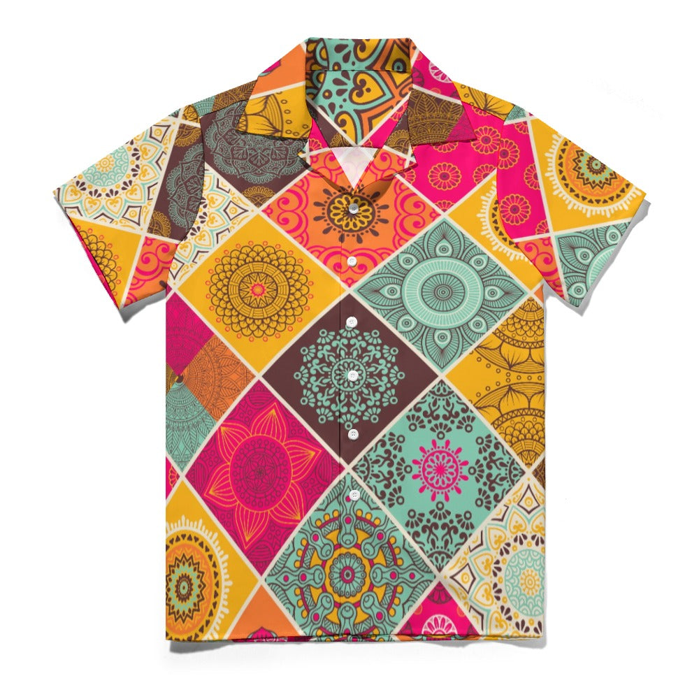 Vintage Mandala Cuban Collar Shirt