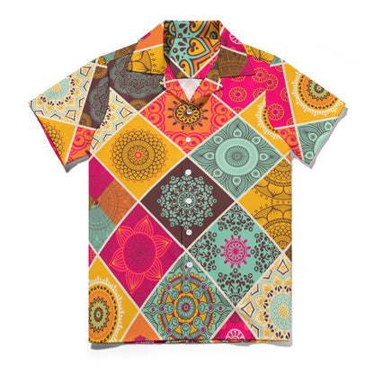 Vintage Mandala Cuban Collar Shirt