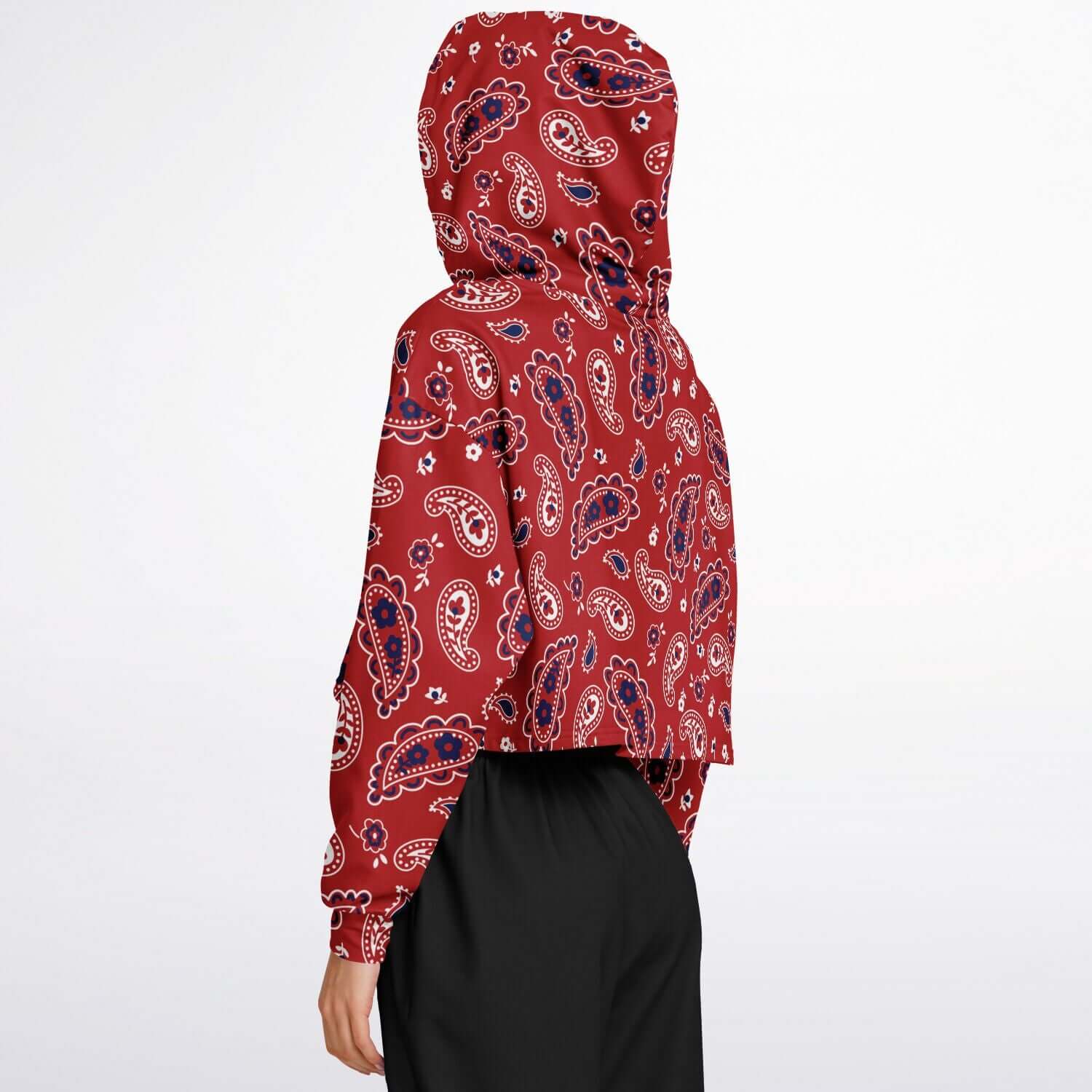 Red Paisley Bandana Cropped Hoodie