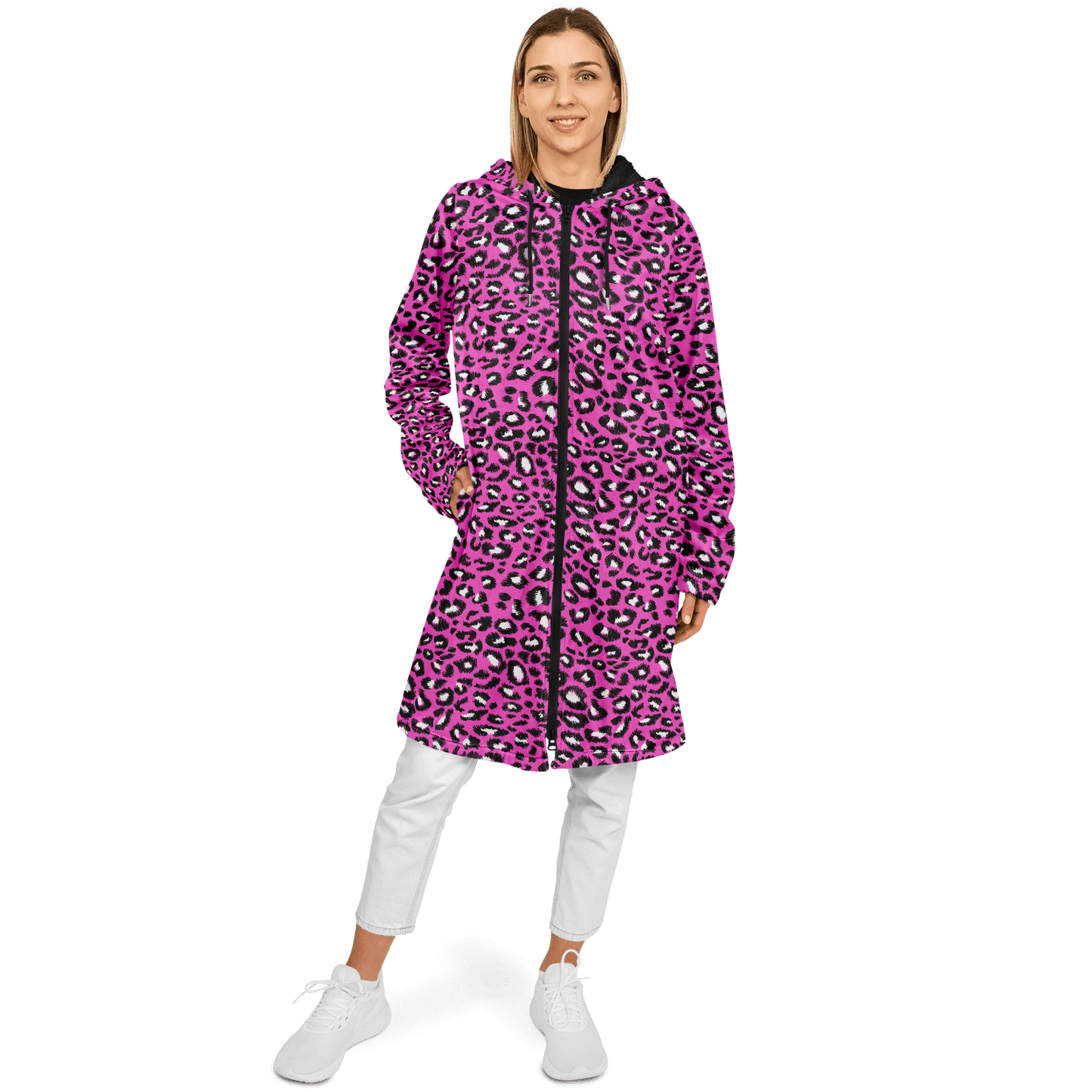 Pink Leopard Cloak With a Zipper