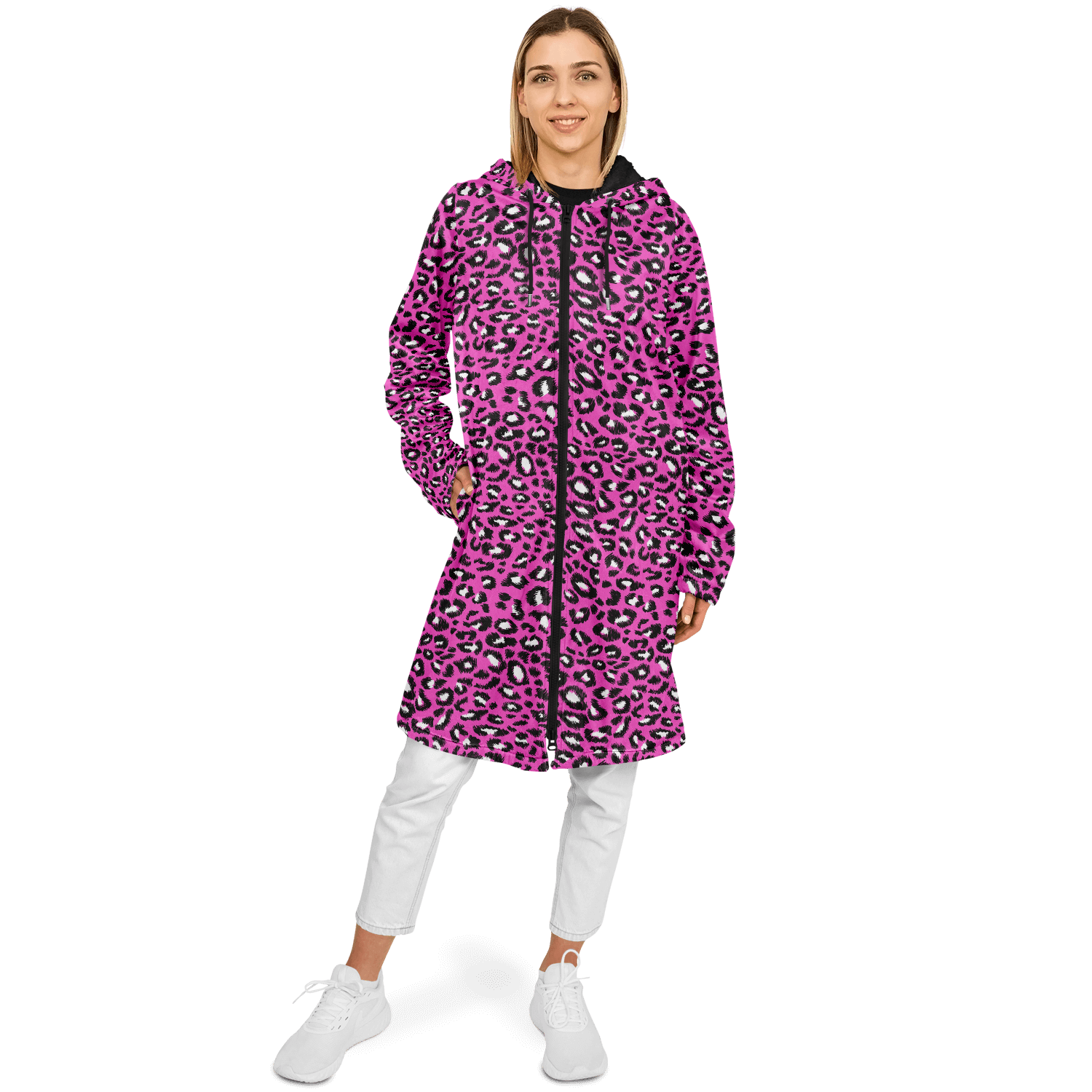 Pink Leopard Cloak With a Zipper