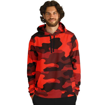 Scarlet Red & Black Camouflage Hoodie | Unisex