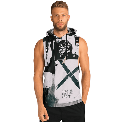 Sleeveless Hoodie For Men | Black & White Street Art