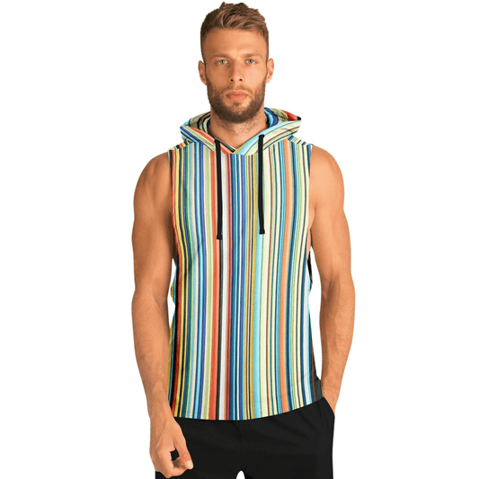 Sleeveless Hoodie For Men | Color Stripes