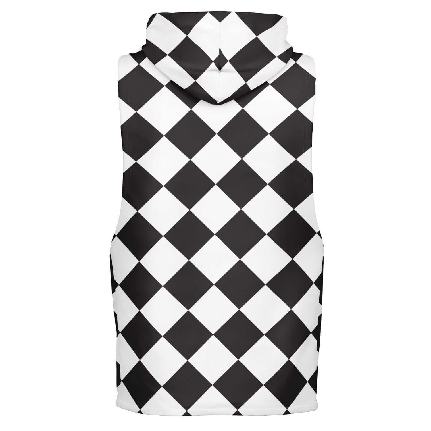 Sleeveless Hoodie For Men | Black & White Diamond