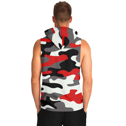 Red Black & White Camo Sleeveless Hoodie