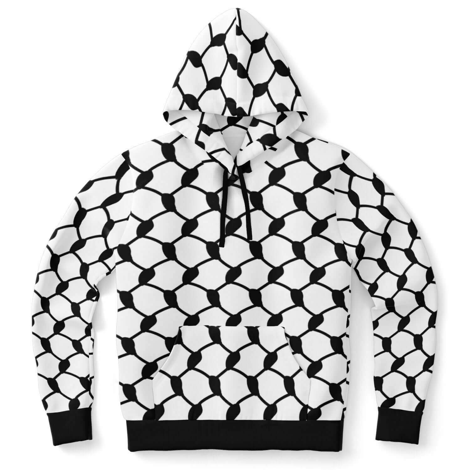 Keffiyeh Hoodie | Unisex | Black & White Large Knots