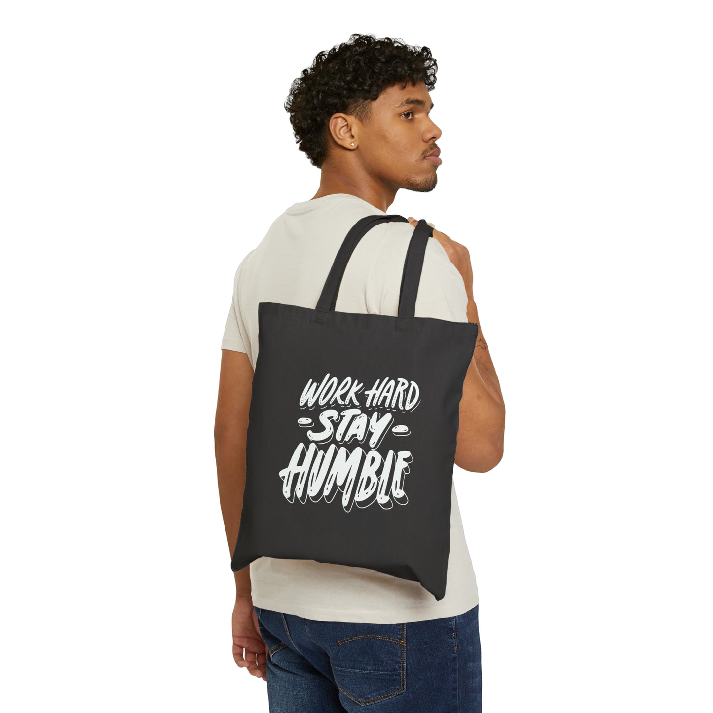 Cotton Canvas Tote Bag | Work Hard - Ribooa