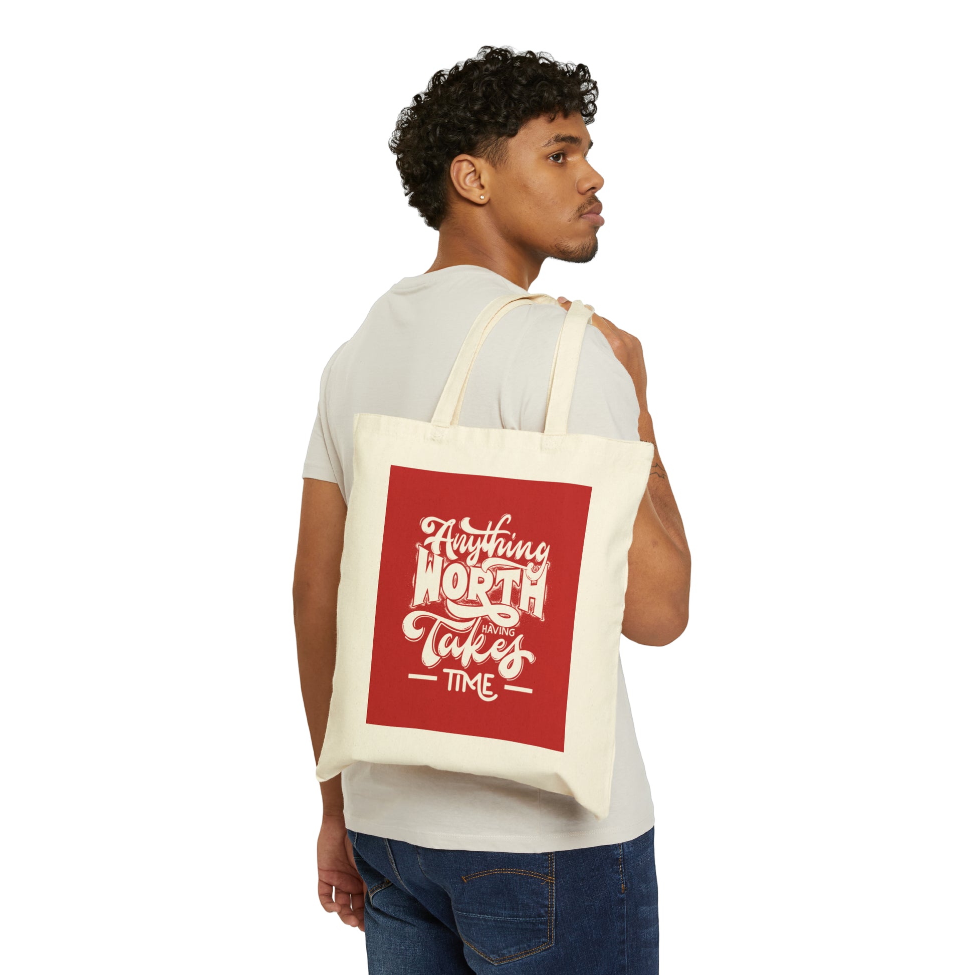 Cotton Canvas Tote Bag | Worth Red - Ribooa